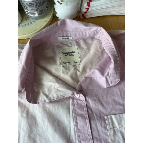 ABERCROMBIE and FITCH Color Block Pink Shirt Dress Button Down L - Picture 2 of 3